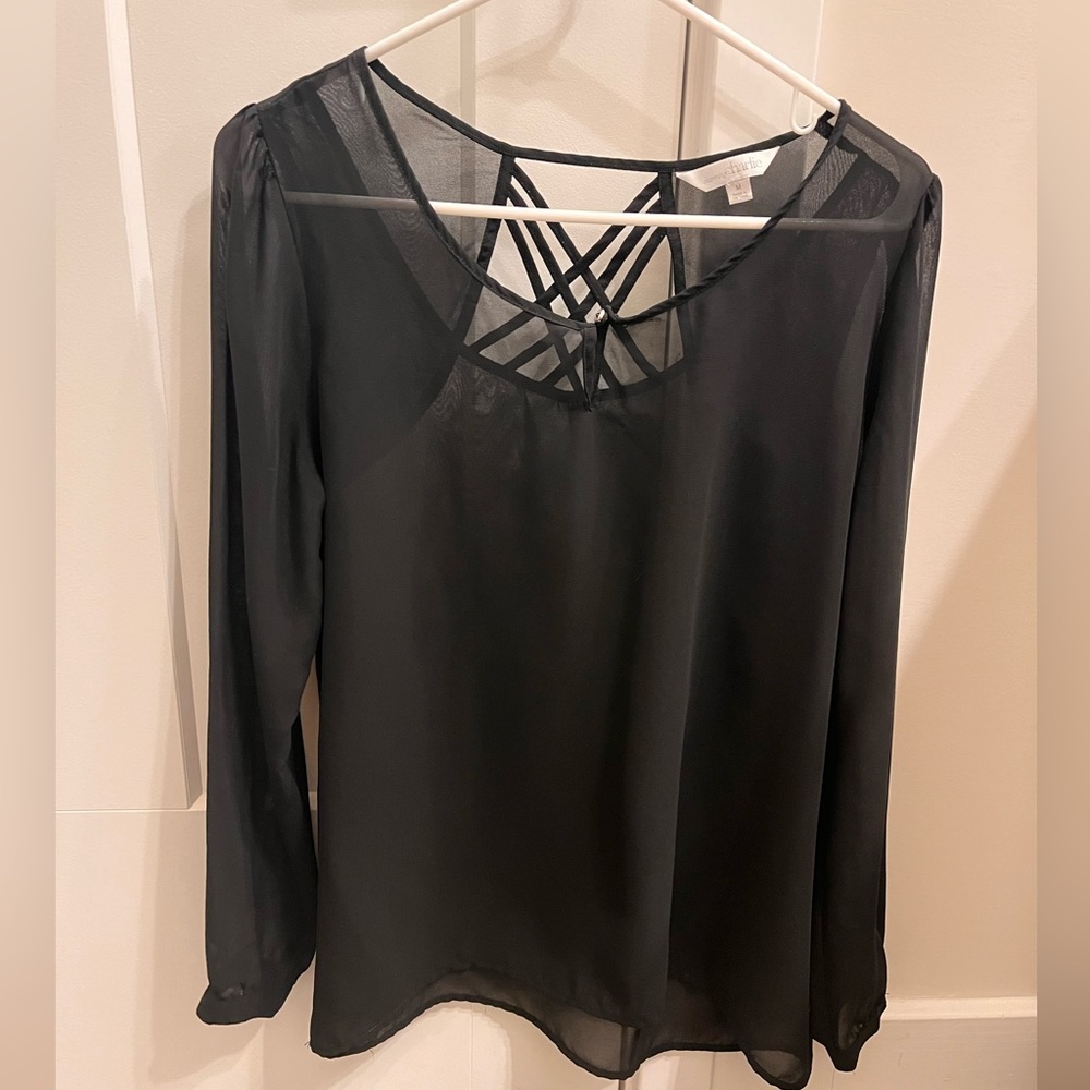 Black sheer Charming Charlie’s blouse Size medium